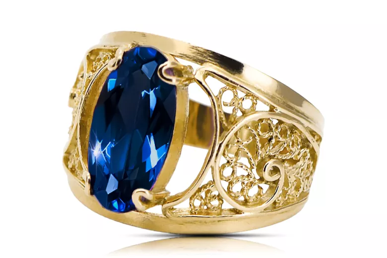 Inel Safir Aur galben 14K Stil Vintage vrc057y